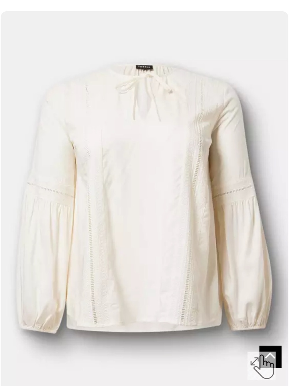 Lace trim tie front blouse
